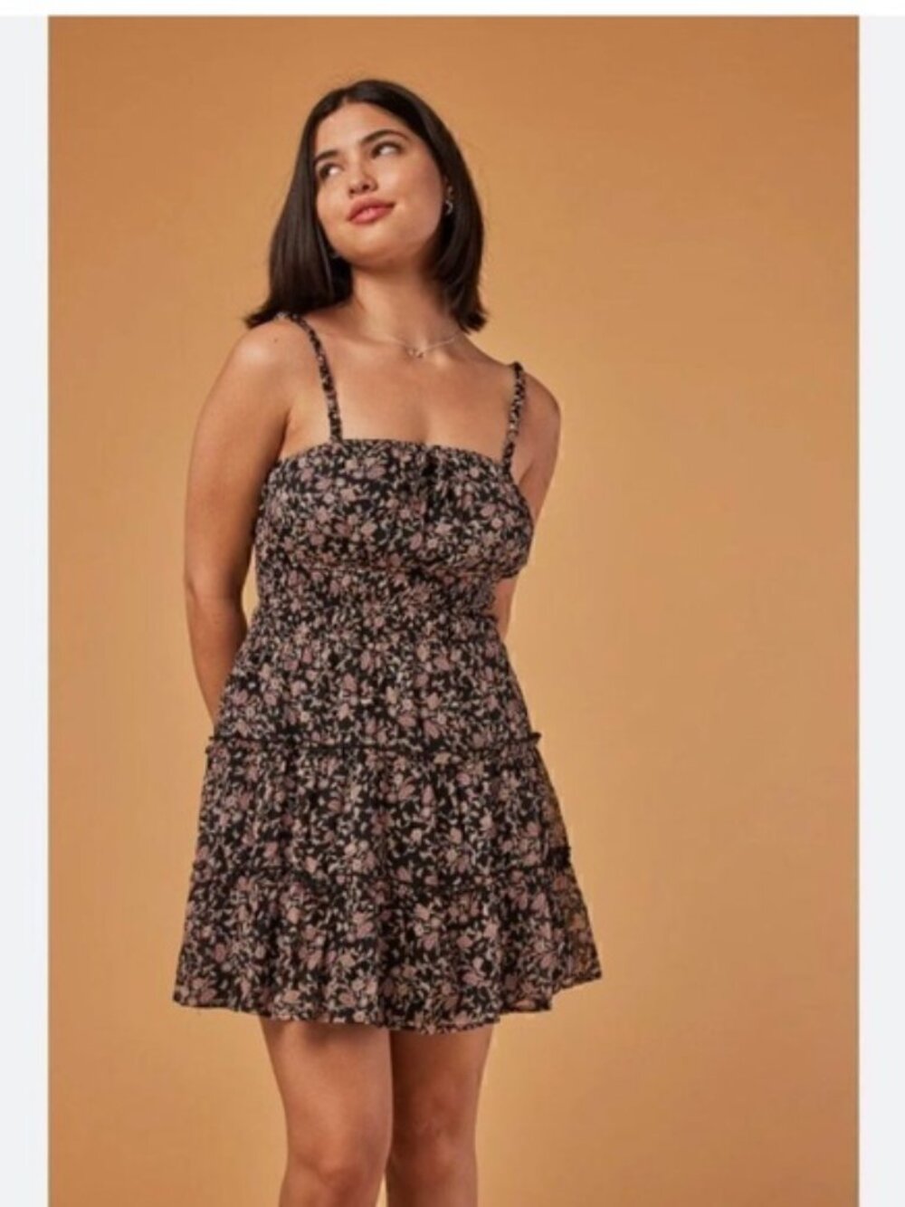 Floral Black and Pink Women's Dress